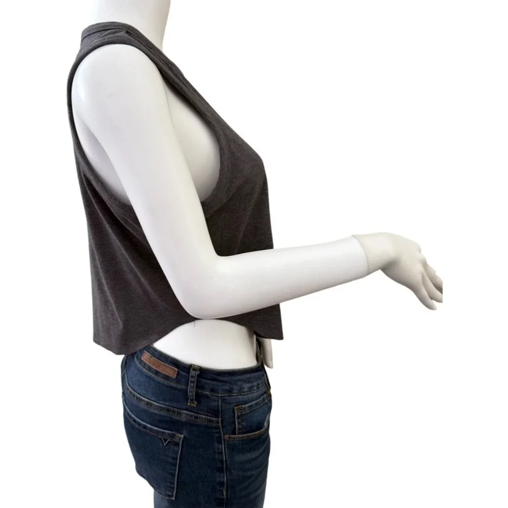 KITTENISH Women Tank Top Crop Gray XL Sleeveless Racerback Activewear Athleisure